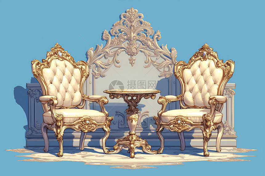 宫廷风桌椅图片