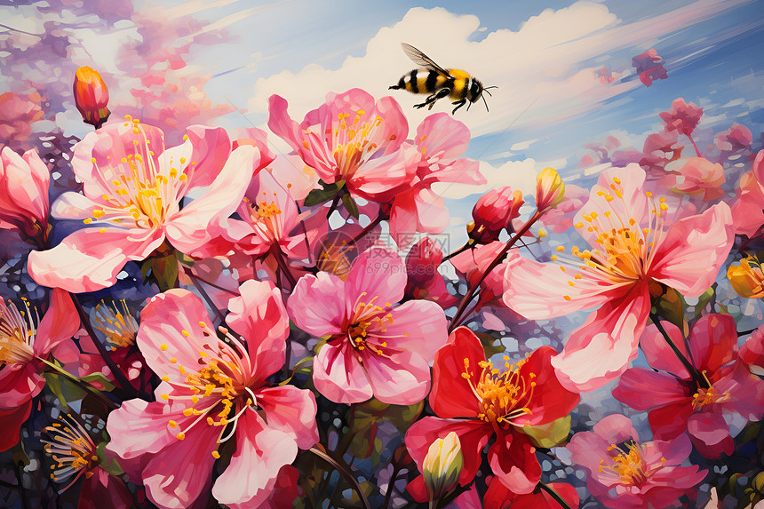 花丛中的蜜蜂图片