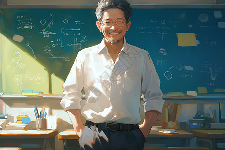 黑板前的男教师背景图片