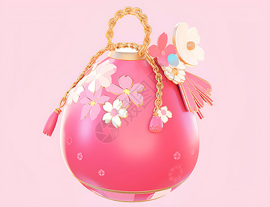粉色包包素材粉色花朵装饰的包包插画