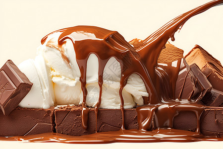 巧克力豆融化的巧克力设计图片