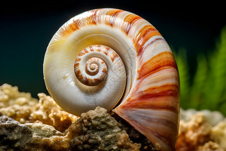 椰壳水中一只蜗牛壳设计图片