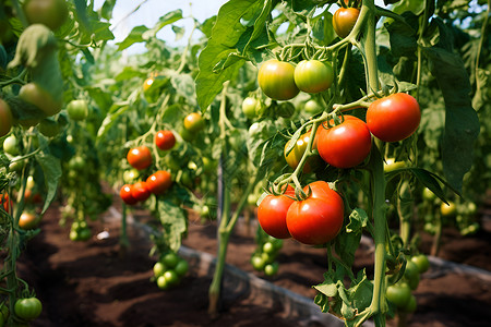 成熟的番茄种植的蔬菜背景