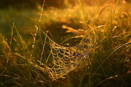 草丛的蜘蛛网背景图片