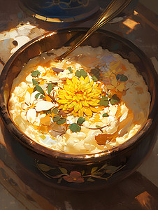碗中的菊花背景图片