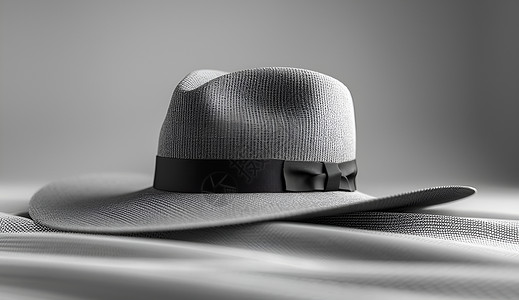 床上的帽子皮革毡帽高清图片