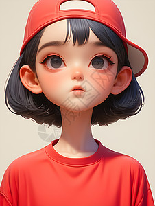 红色棒球帽戴棒球帽的少女背景