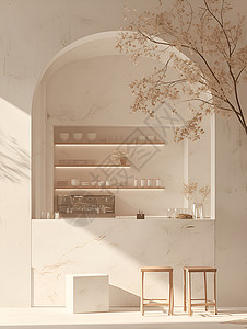 奶茶店的拱形窗户背景图片