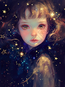 星空中的女孩背景图片
