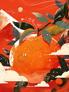 橙子插画背景图片