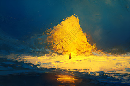 冰川舌雪山下的黎明插画