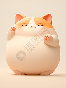 愉快胖猫手绘插画背景图片