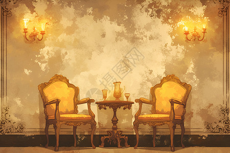 复古的椅子放在空间内背景图片