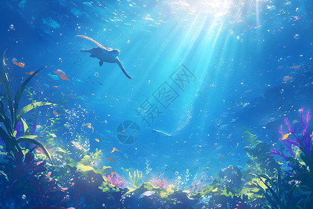 曲水园海底世界的美丽插画