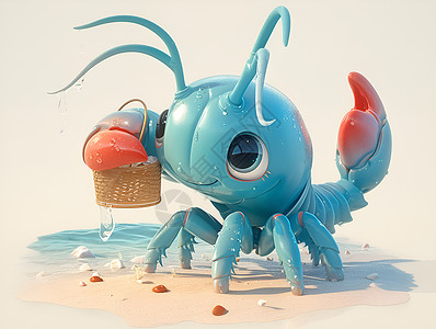 蓝色小龙虾背景图片