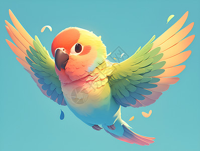 鸟儿飞翔飞翔的彩鸟插画