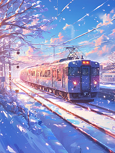 冬季户外的列车背景图片