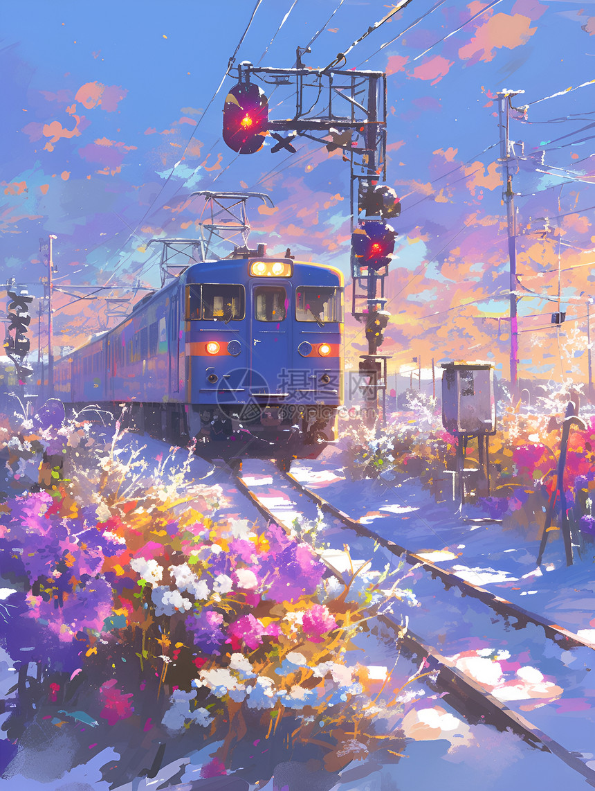 火车沿的美景图片