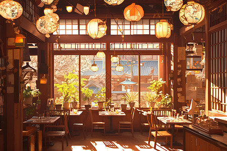传统复古的餐厅设计背景图片
