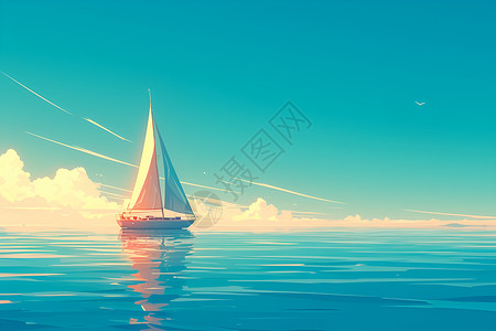 迷离的海上孤舟背景图片