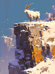 绝壁之间的山羊高清图片