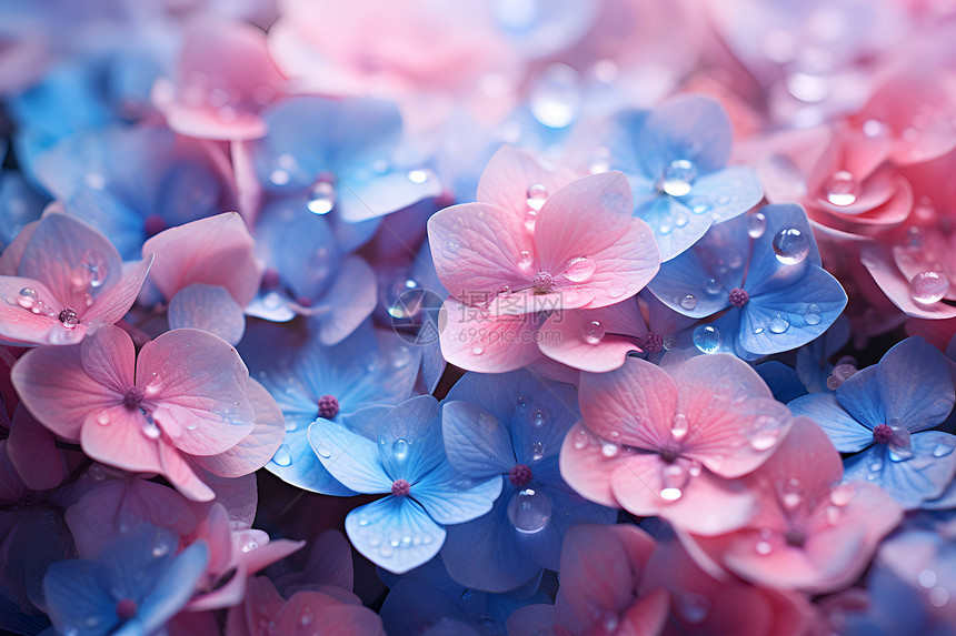 粉色娇艳的绣球花图片