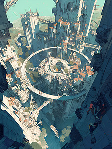 虚拟的城市建筑背景图片