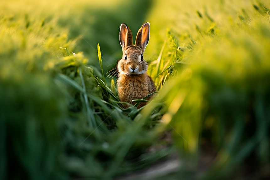 田野中的一个野兔图片