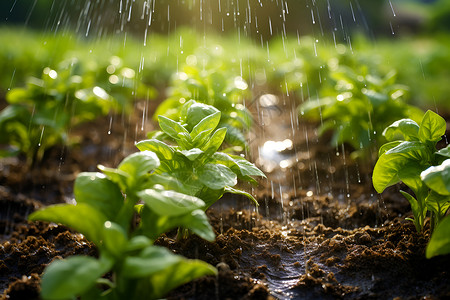 灌溉农田浇灌湿润高清图片