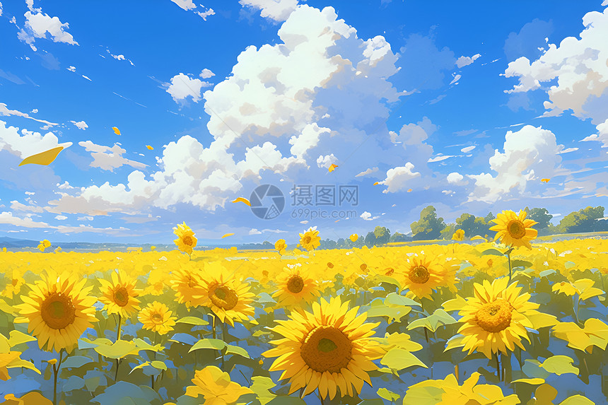 田野中的向日葵插图图片