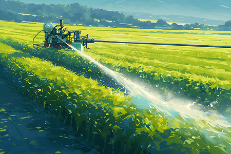 田地中的灌溉机器背景图片