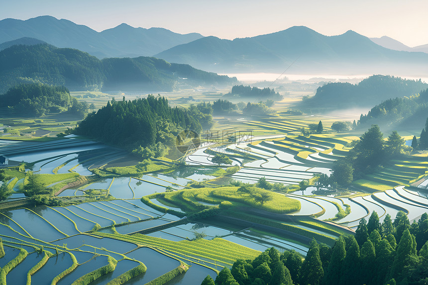 航拍的农业稻田图片