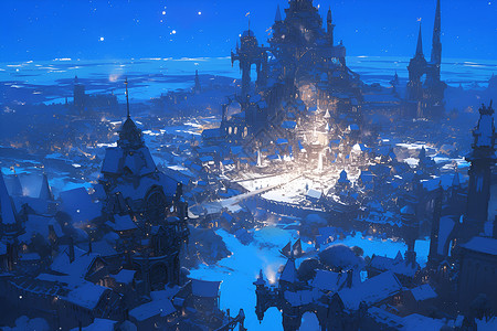 冬至之夜的星尘堡垒背景图片