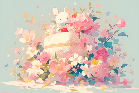 粉色果冻蛋糕背景图片