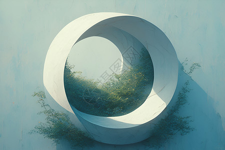 圆形建筑圆形雕塑里的草插画
