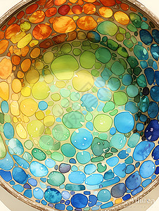 彩色陶瓷缤纷色彩瓷碗插画