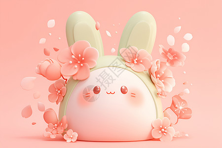 小兔子表情包花团锦簇的小兔子插画