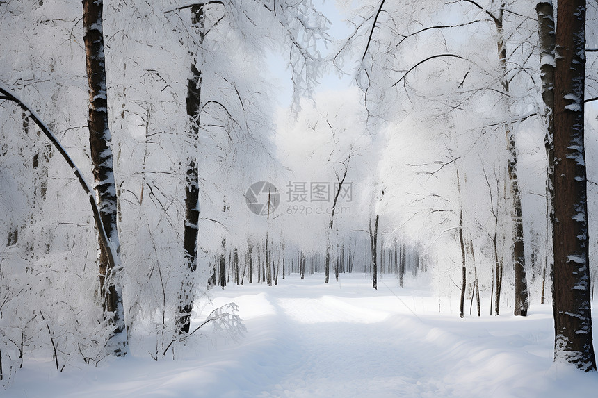 冬日林间景色图片