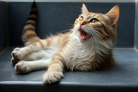 蓬松虎斑猫蓬松的猫高清图片