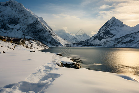 冰雪中的背景山脉高清图片