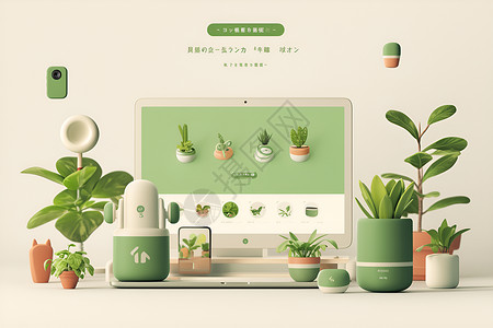 绿意护肤品和植物背景图片