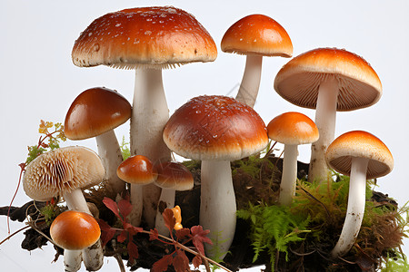 野生蘑菇集结背景