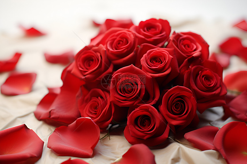 浪漫红玫瑰花束图片