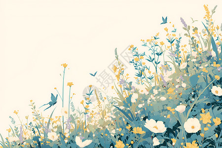 草地上花卉背景图片