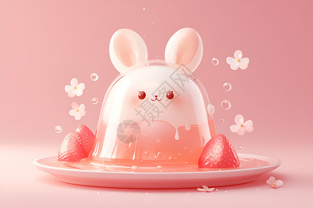 可爱的兔子果冻背景图片