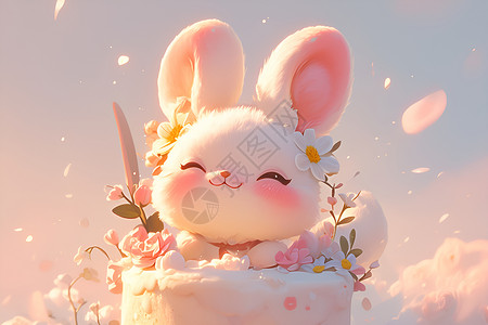 甜美的兔子蛋糕背景图片