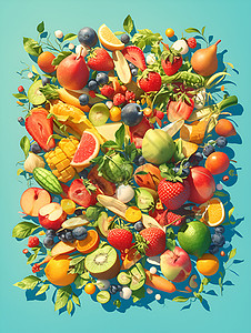 草莓水果沙拉美味的水果沙拉插画