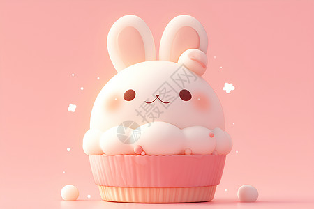 纸杯蛋糕上的兔子背景图片
