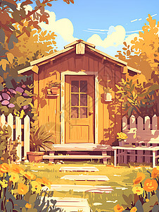 田园小木屋背景图片