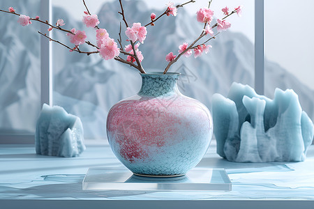 中国风艺术罐子漂亮美观的花瓶背景